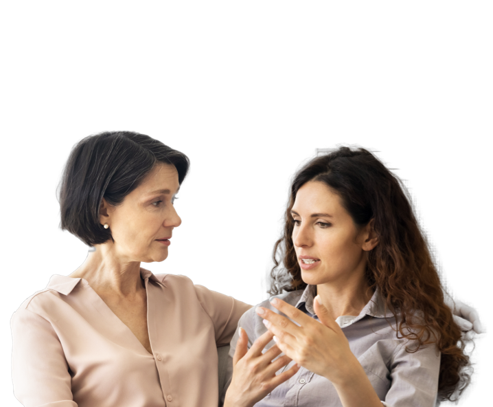 Image of daughter talking to her mother who has Sjögren’s disease